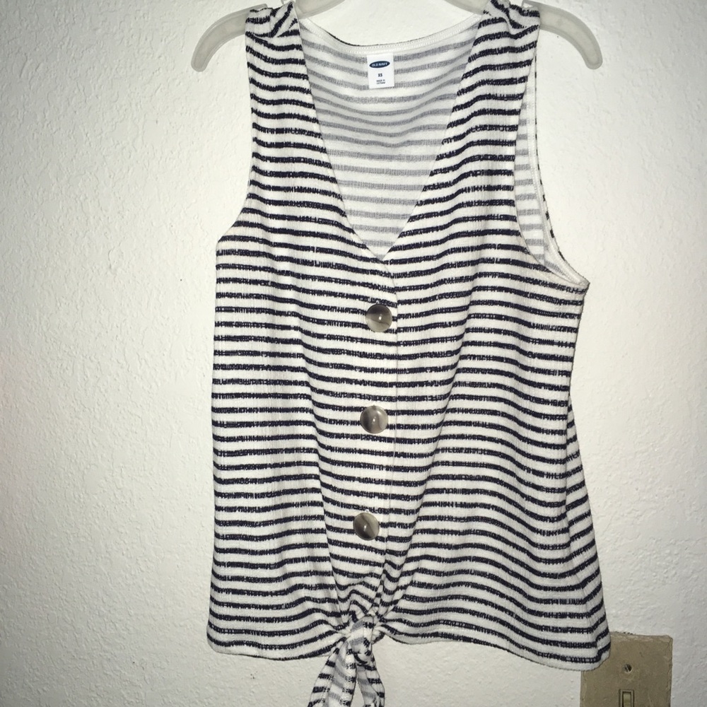 Old Navy white and navy blue stripe tank top